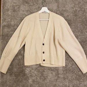 Baldwin BLDWN Cream  Cashmere Cropped Cardigan